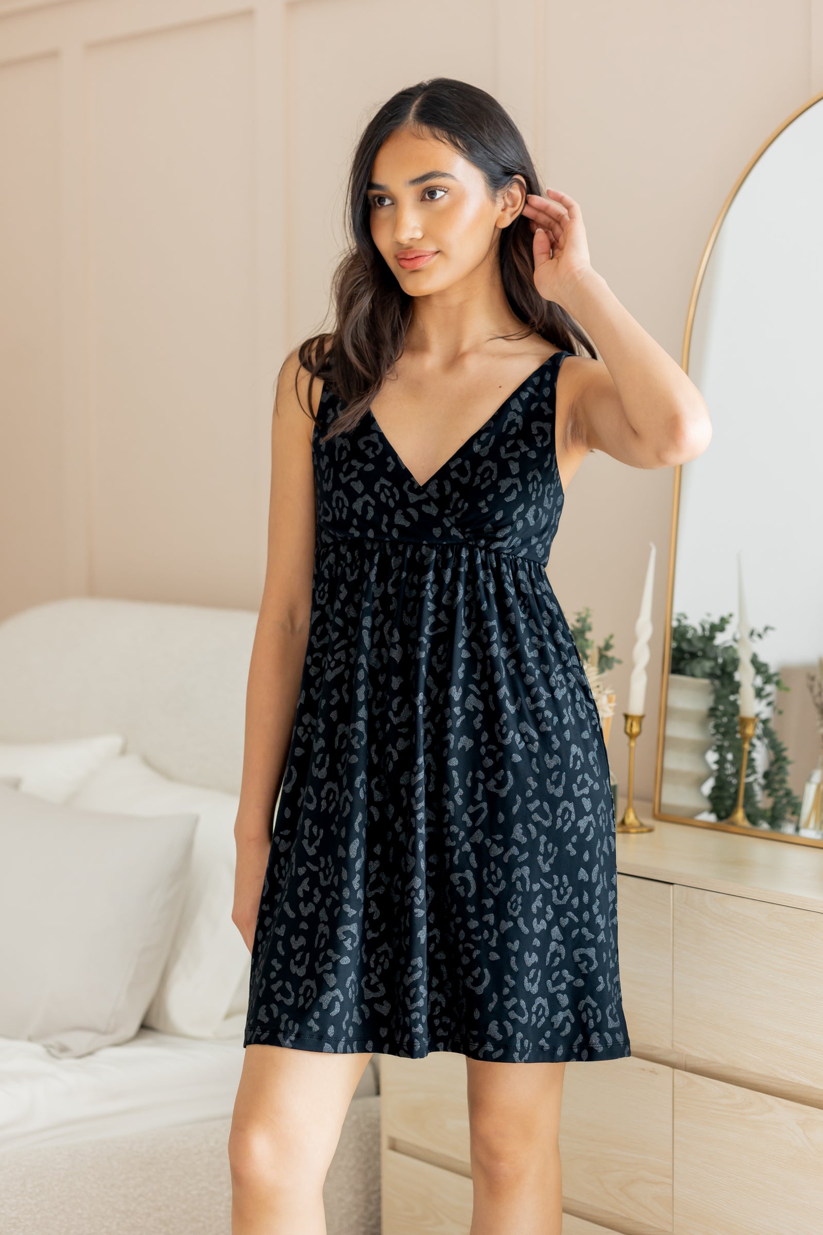 Women's Nightgown in Midnight Leopard - Image 3