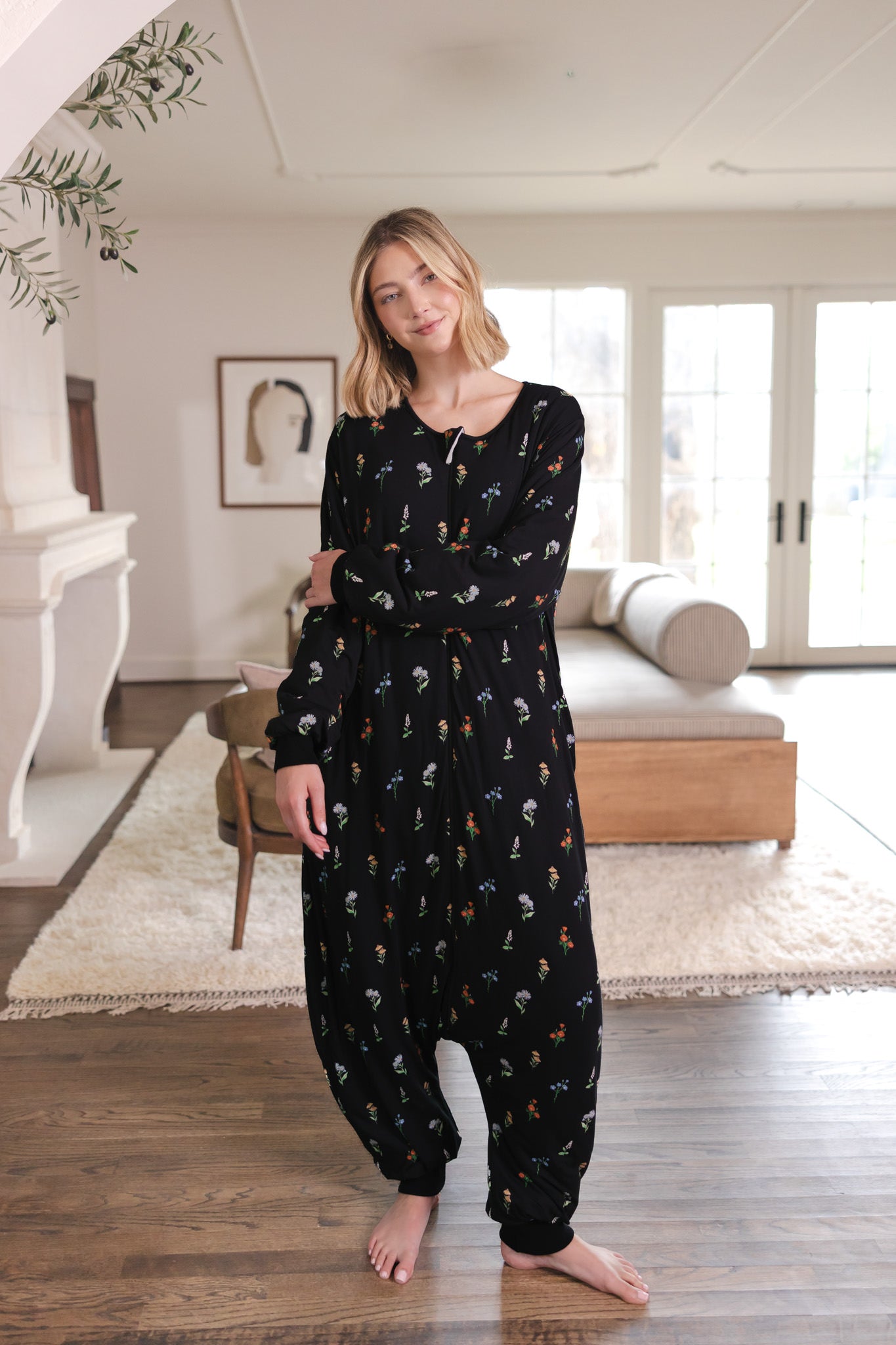 Long Sleeve Adult Sleep Bag Walker in Midnight Wildflower - Image 3