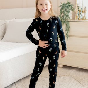 Long Sleeve Pajamas in Midnight Wildflower