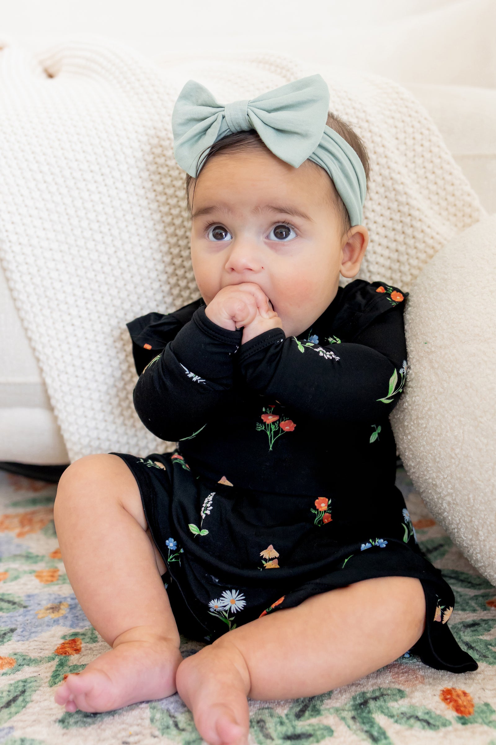 Long Sleeve Twirl Bodysuit Dress in Midnight Wildflower - Image 3