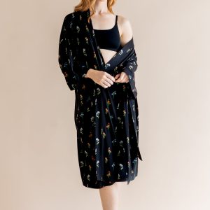 Women’s Kimono Robe in Midnight Wildflower