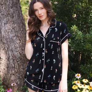 Women's Short Sleeve Pajama Set in Midnight Wildflower
