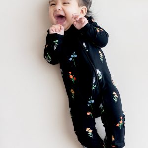 Zippered Romper in Midnight Wildflower