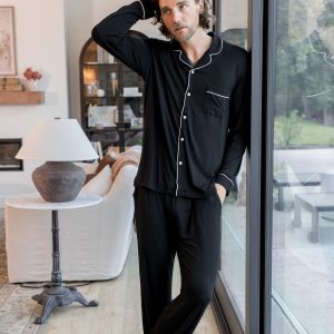 Men's Long Sleeve Pajama Set in Midnight