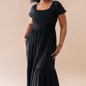 Women’s Smocked Dress in Midnight