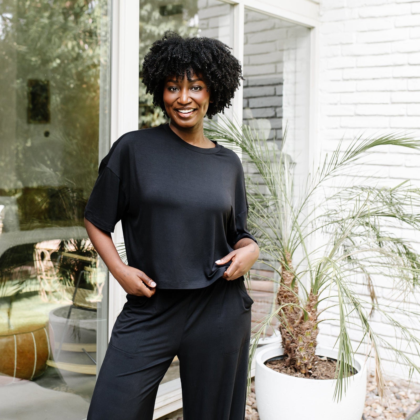 Women's Short Sleeve Boxy Tee in Midnight - Image 2