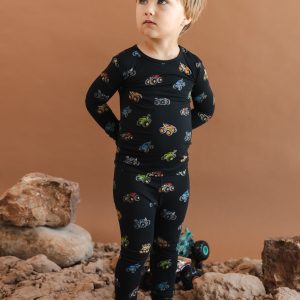 Long Sleeve Pajamas in Monster Truck