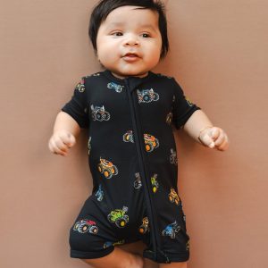 Zipper Shortall Romper in Monster Truck