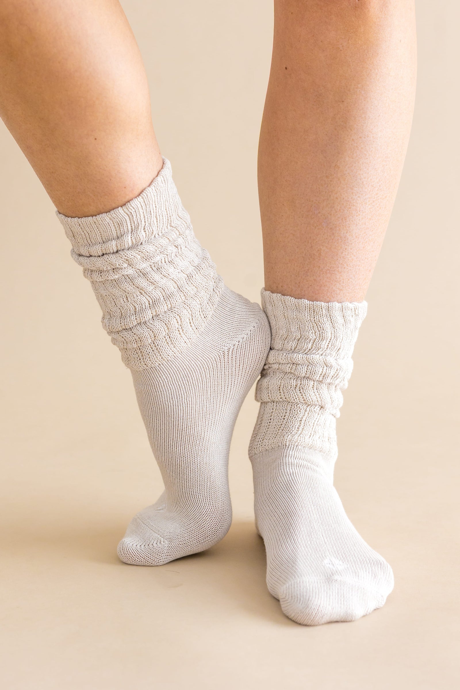 Adult Scrunch Socks in Oat - Image 3