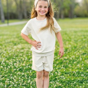 Short Sleeve Jogger Set in Oat