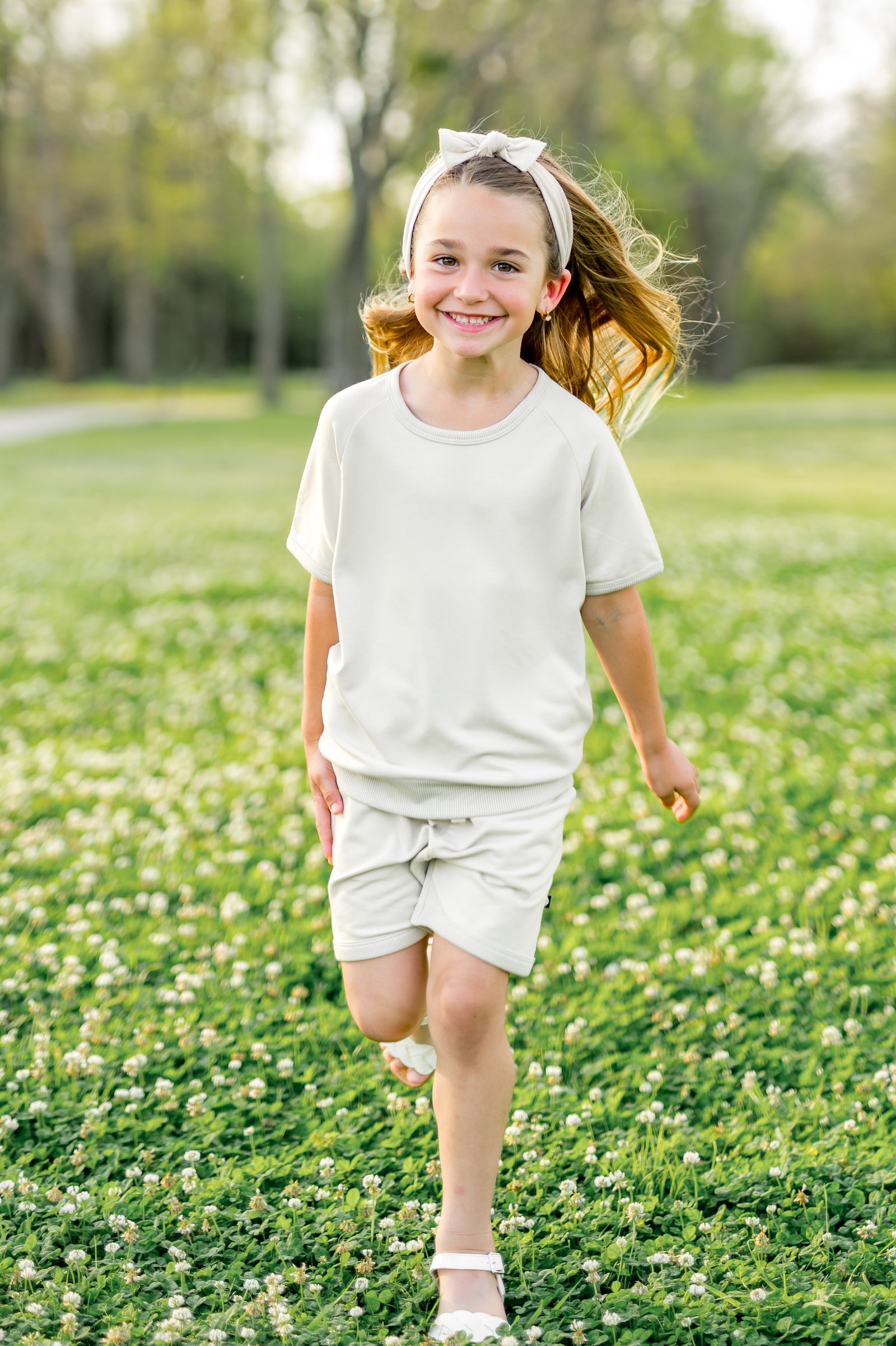 Short Sleeve Jogger Set in Oat - Image 3