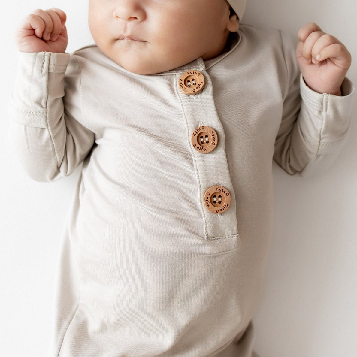 Knotted Day Gown with Hat Set in Oat - Image 2
