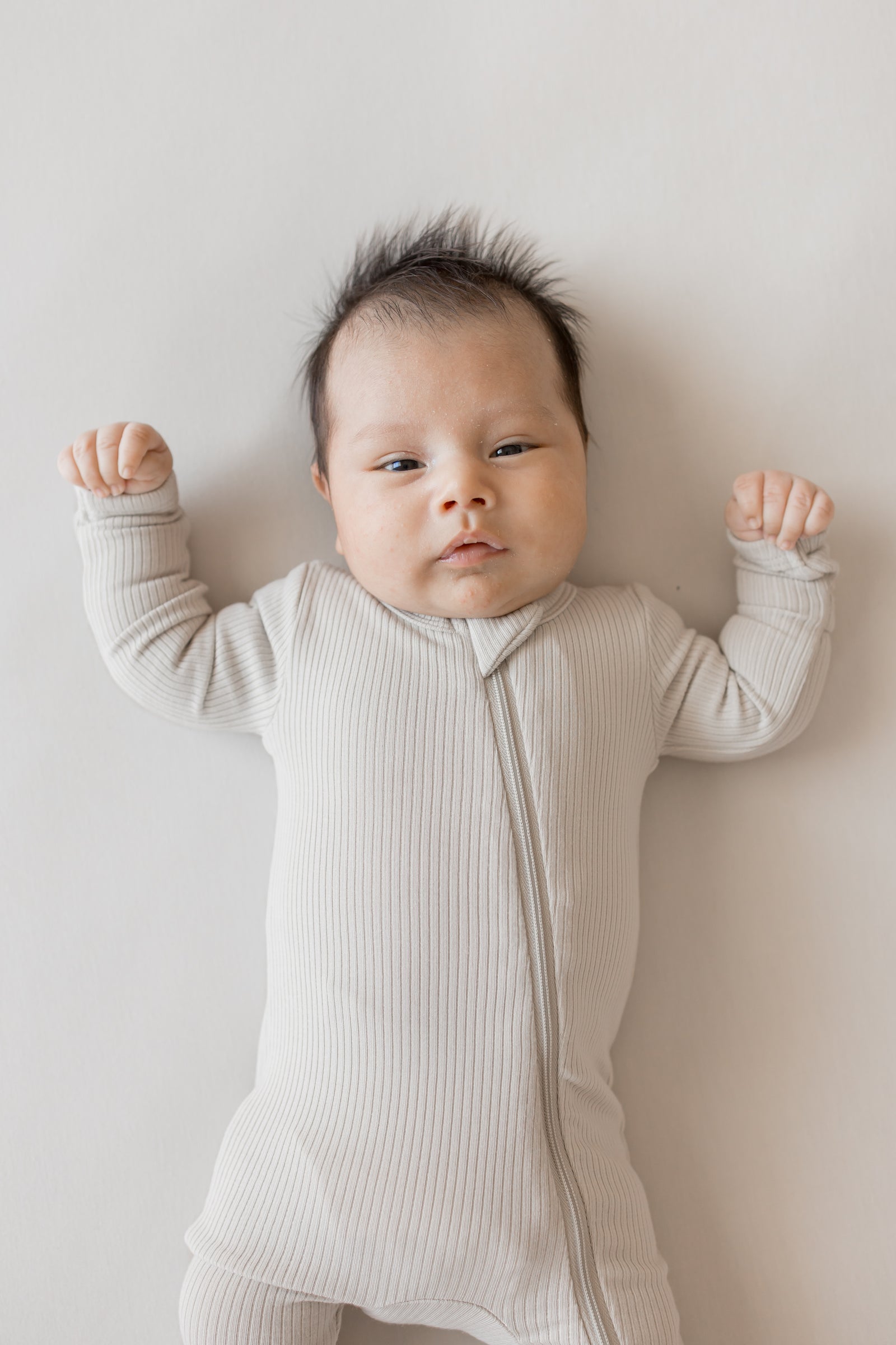 Ribbed Zipper Romper in Oat - Image 4