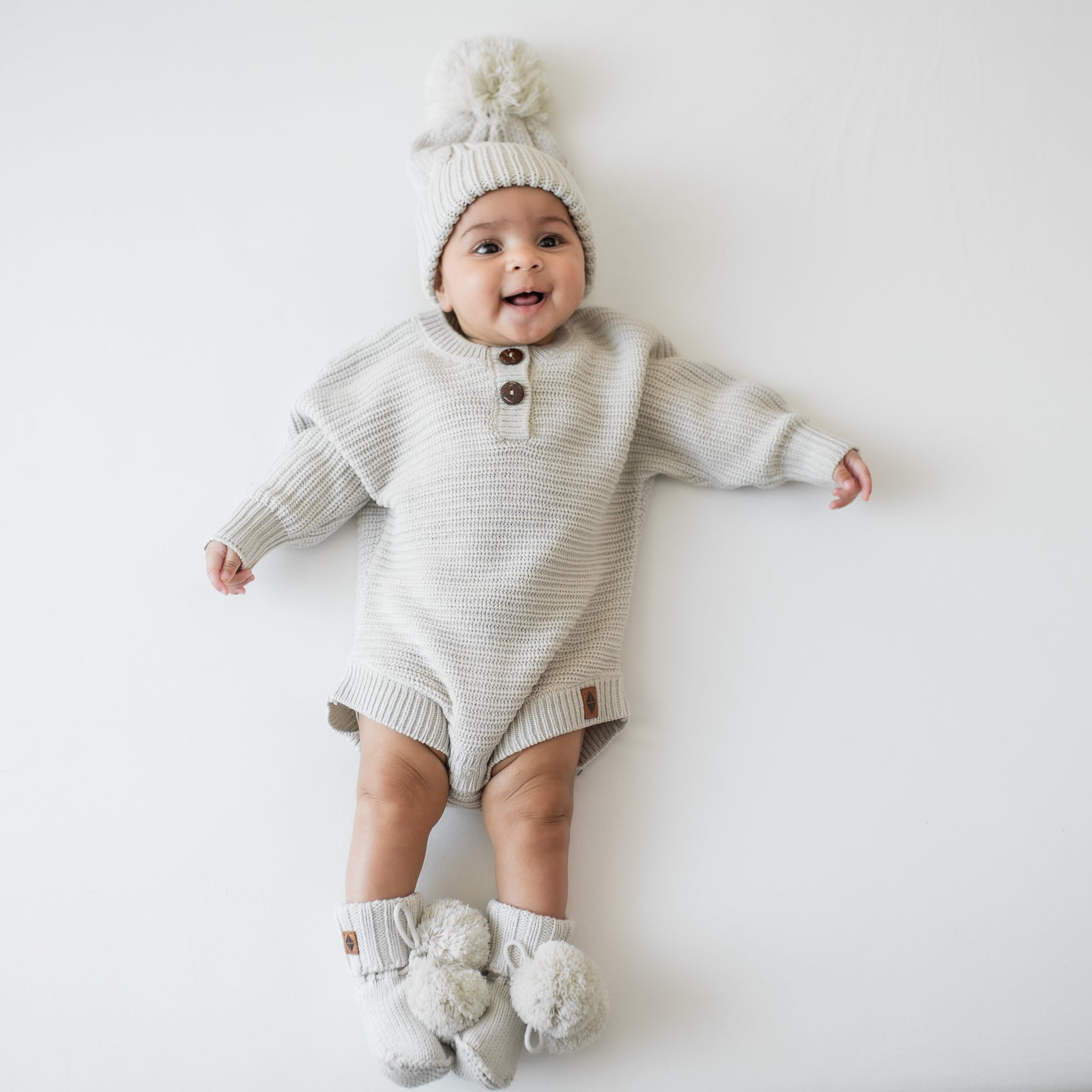 Chunky Knit Romper in Oat - Image 3