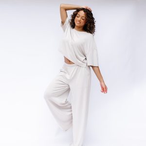 Women's Wide Leg Pant Set in Oat