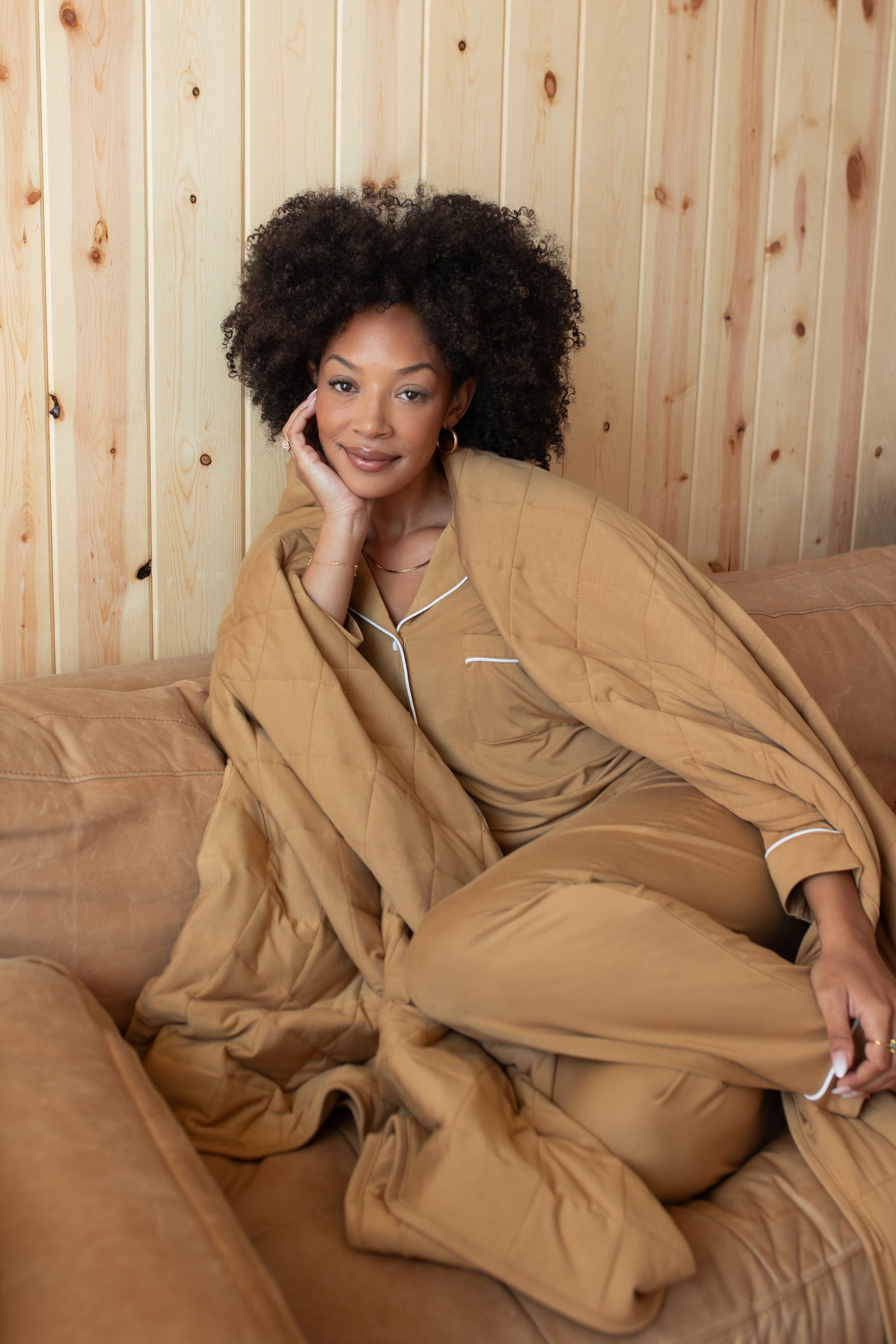 Adult Quilted Blanket in Ochre 2.5 - Image 3