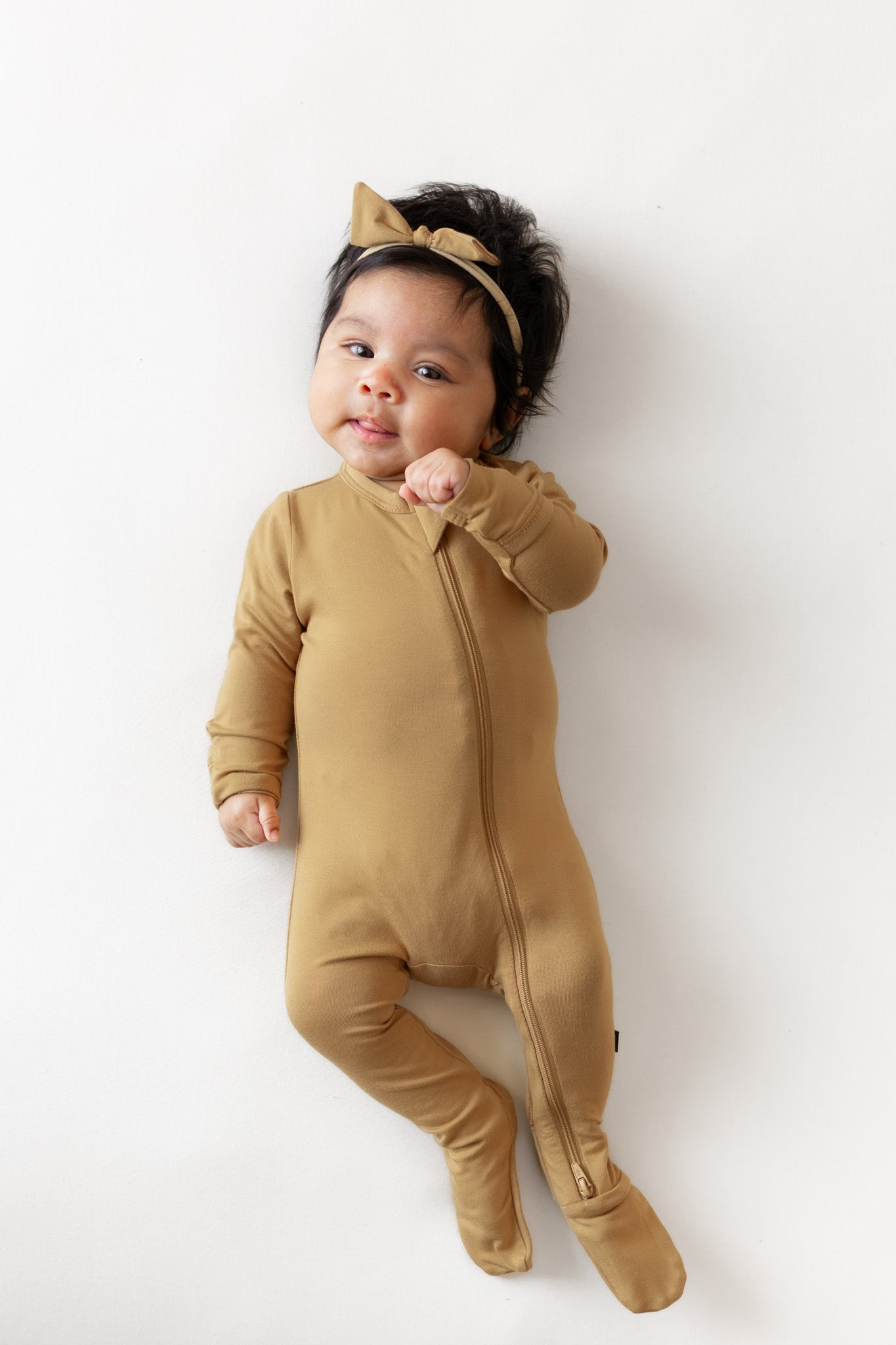 Zippered Footie in Ochre - Image 4