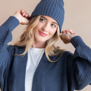 Chunky Knit Adult Ribbed Beanie in Oxford