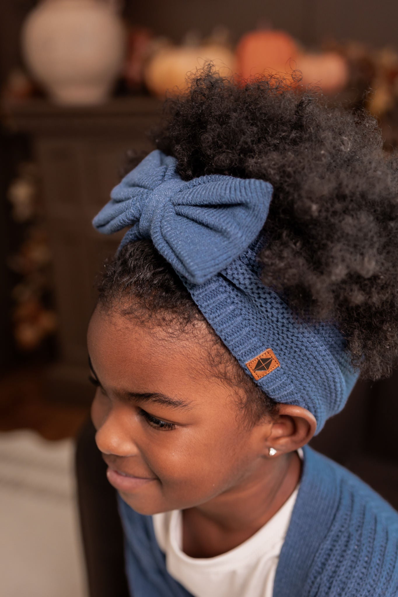 Chunky Knit Bow Headband in Oxford