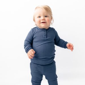 Ribbed Infant Henley Set in Oxford