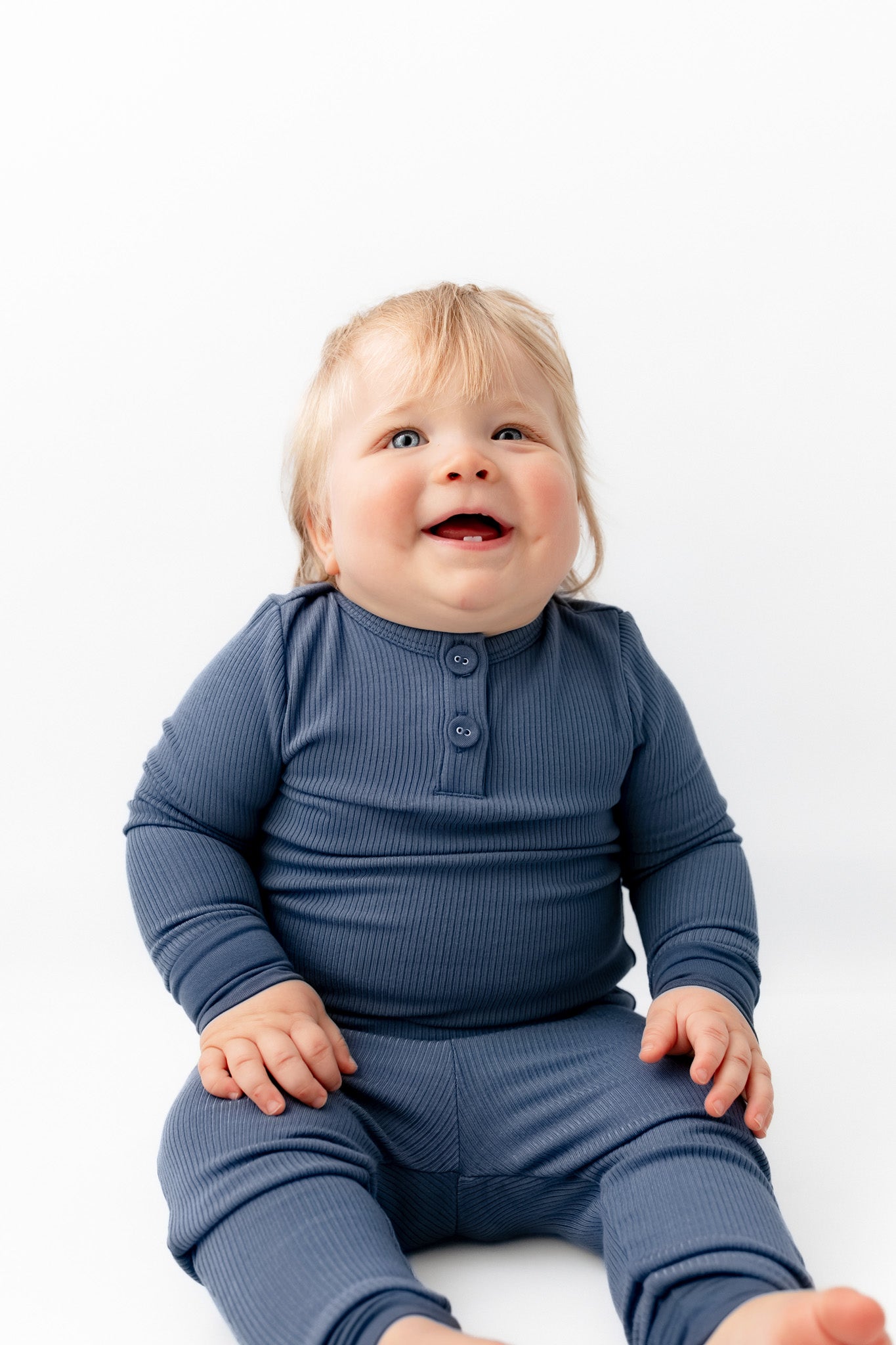 Ribbed Infant Henley Set in Oxford - Image 3