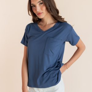 Women's Oversized V-Neck Tee in Oxford