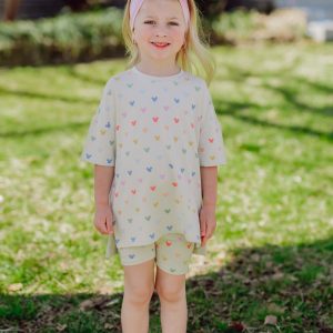 Toddler Biker Short Set in Pastel Mickey Mouse