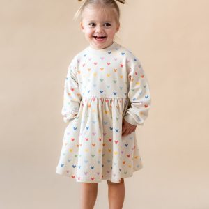 Long Sleeve Skater Dress in Pastel Mickey Mouse