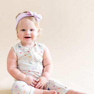 Zippered Sleeveless Romper in Pastel Mickey Mouse