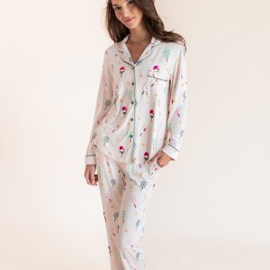 Long-Sleeved Women's Pajama Set in Pickleball