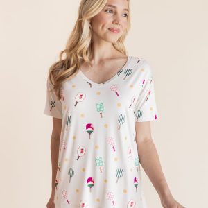 Women's Oversized V-Neck Tee in Pickleball