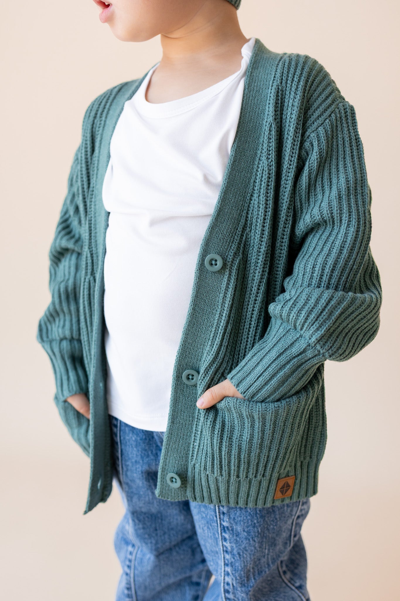 Chunky Knit Oversized Cardigan in Pine - Image 4
