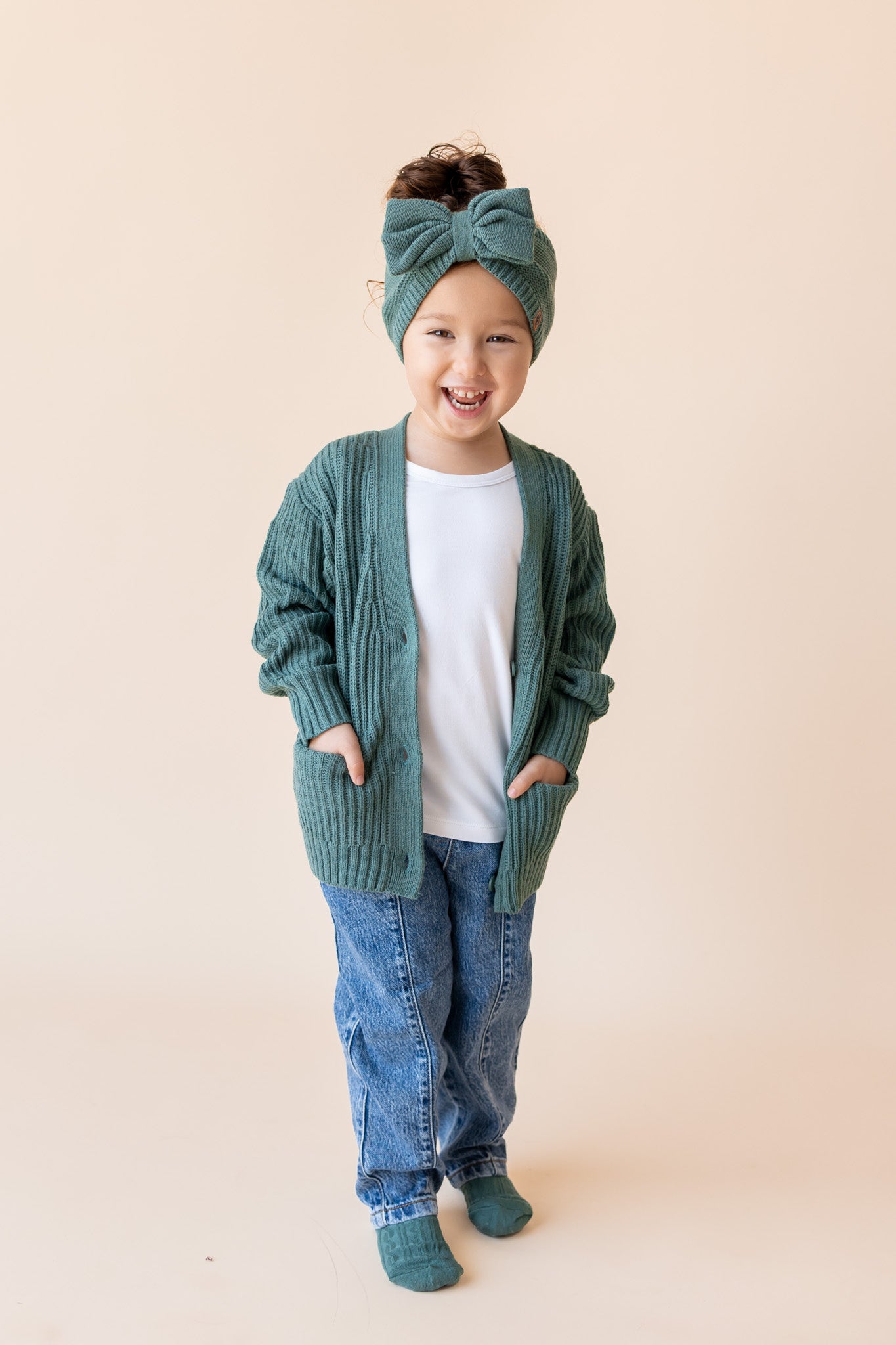 Chunky Knit Oversized Cardigan in Pine - Image 7