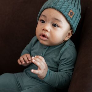 Chunky Knit Ribbed Beanie in Pine