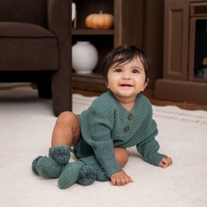 Chunky Knit Romper in Pine