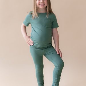 Ribbed Leggings in Pine