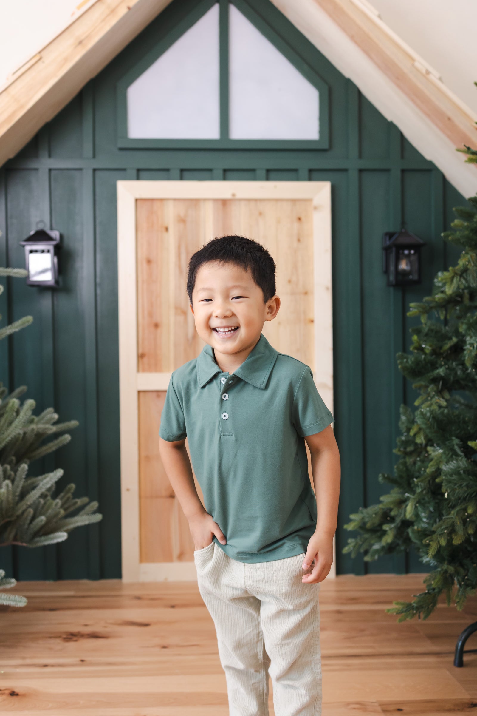 Toddler Short Sleeve Polo in Pine - Image 3
