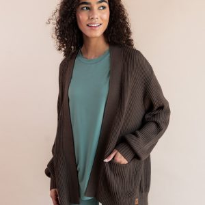 Chunky Knit Women's Oversized Cardigan in Espresso
