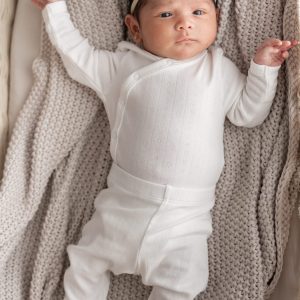 Pointelle Kimono Set in Cloud