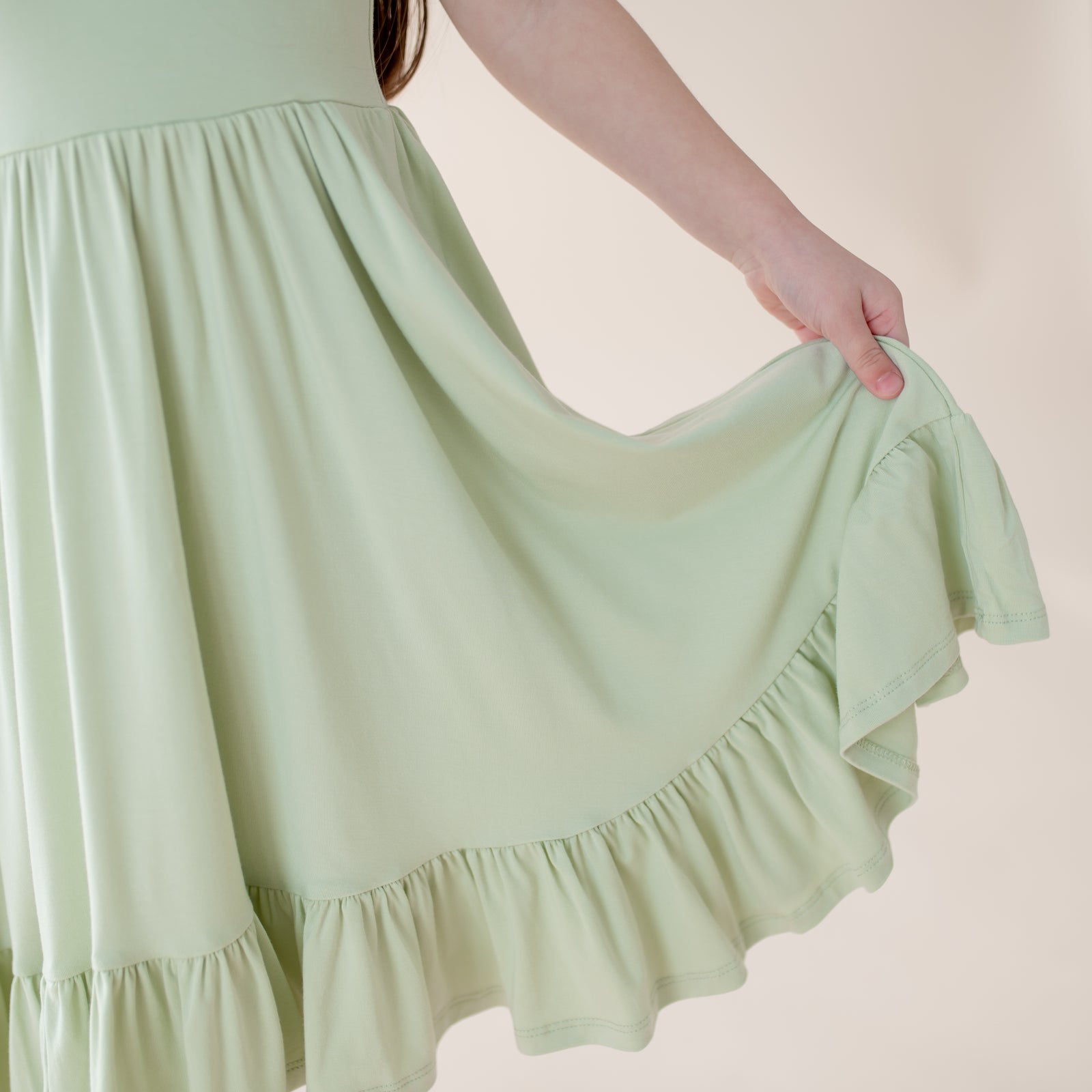 Puff Sleeve Twirl Dress in Basil - Image 6
