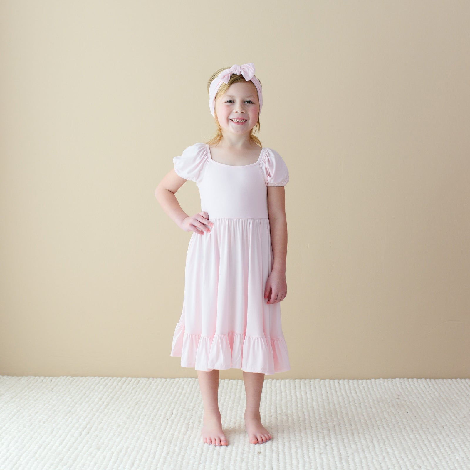 Puff Sleeve Twirl Dress in Sakura - Image 4