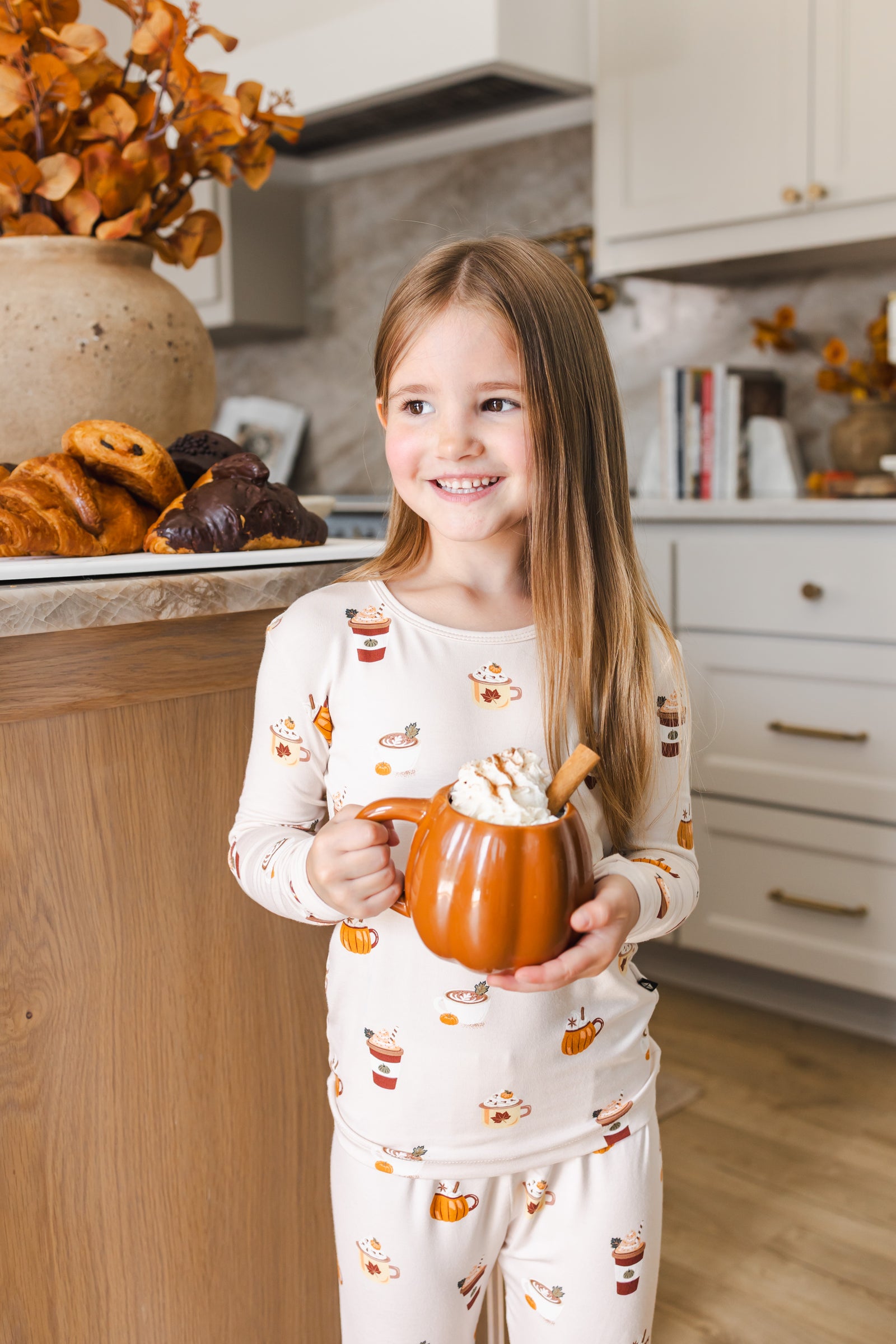 Long Sleeve Pajamas in Pumpkin Spice Latte - Image 3
