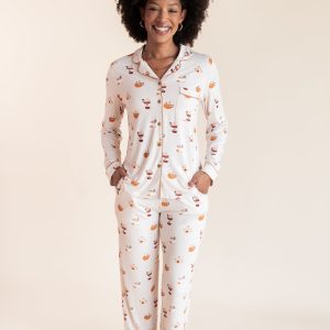 Long-Sleeved Women's Pajama Set in Pumpkin Spice Latte