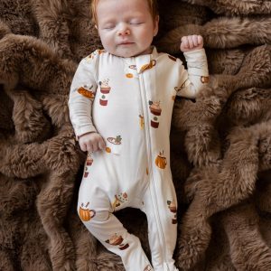 Zippered Footie in Pumpkin Spice Latte