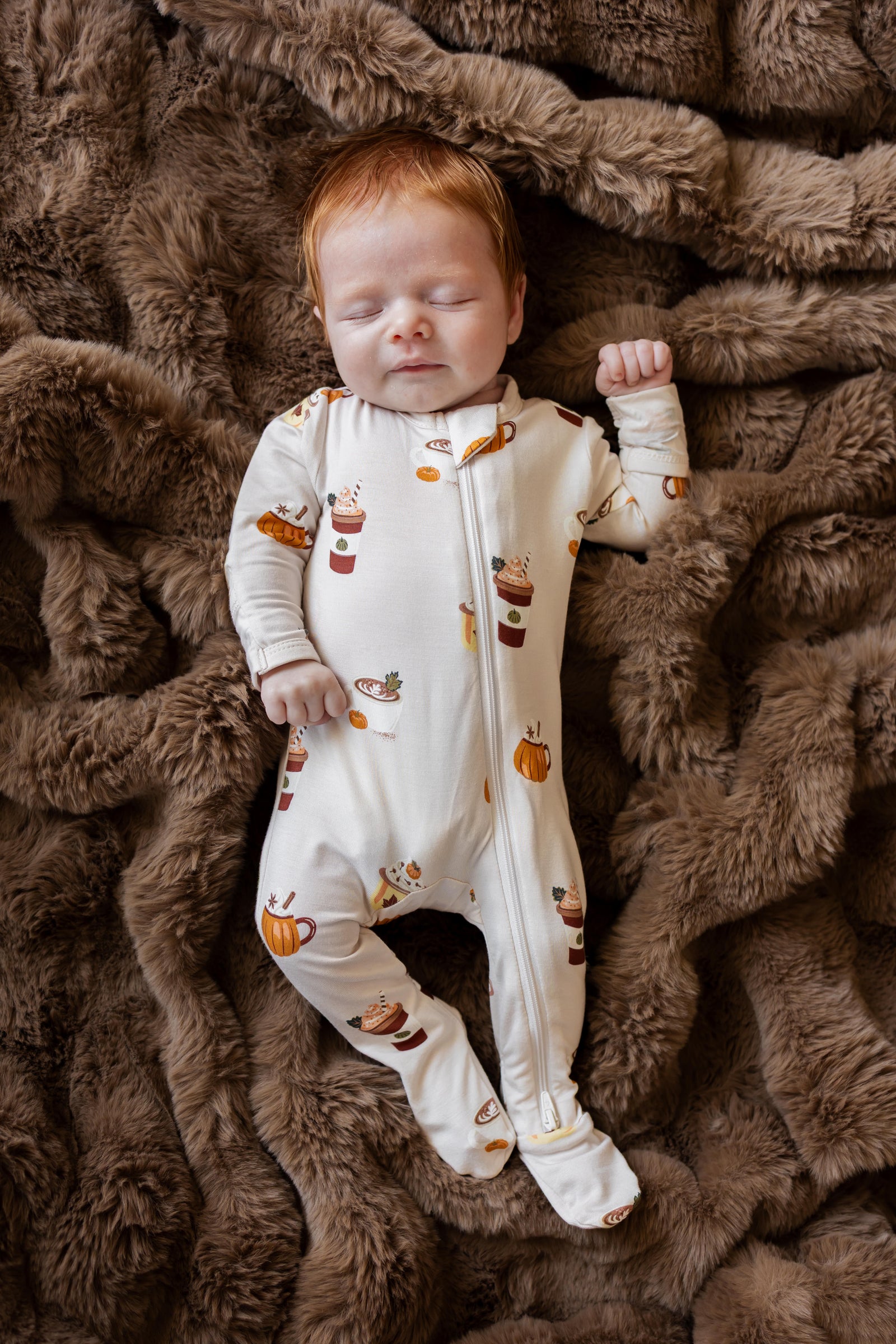 Zippered Footie in Pumpkin Spice Latte
