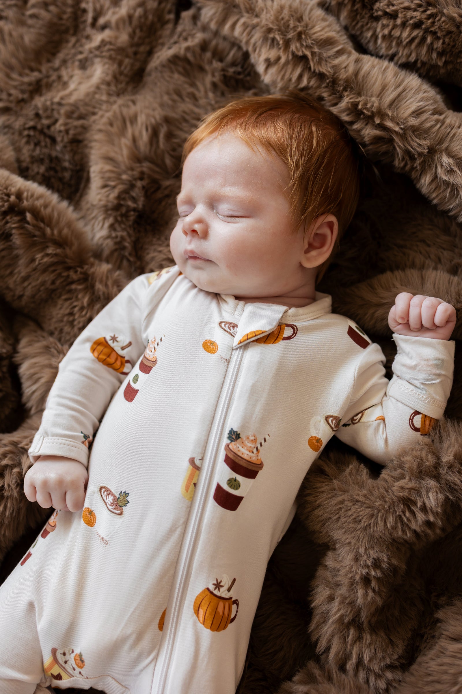 Zippered Footie in Pumpkin Spice Latte - Image 3