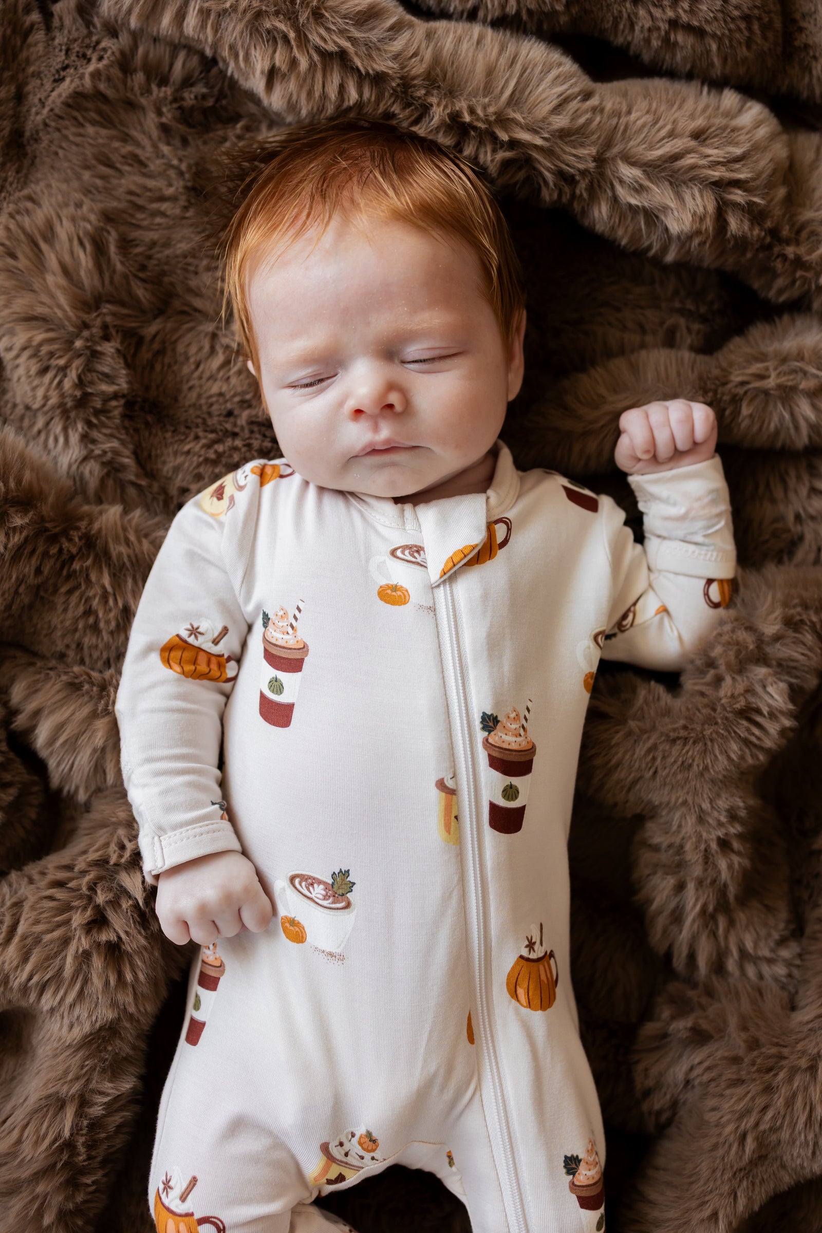 Zippered Footie in Pumpkin Spice Latte - Image 5