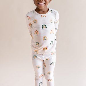 Long Sleeve Pajamas in Retro Rainbow