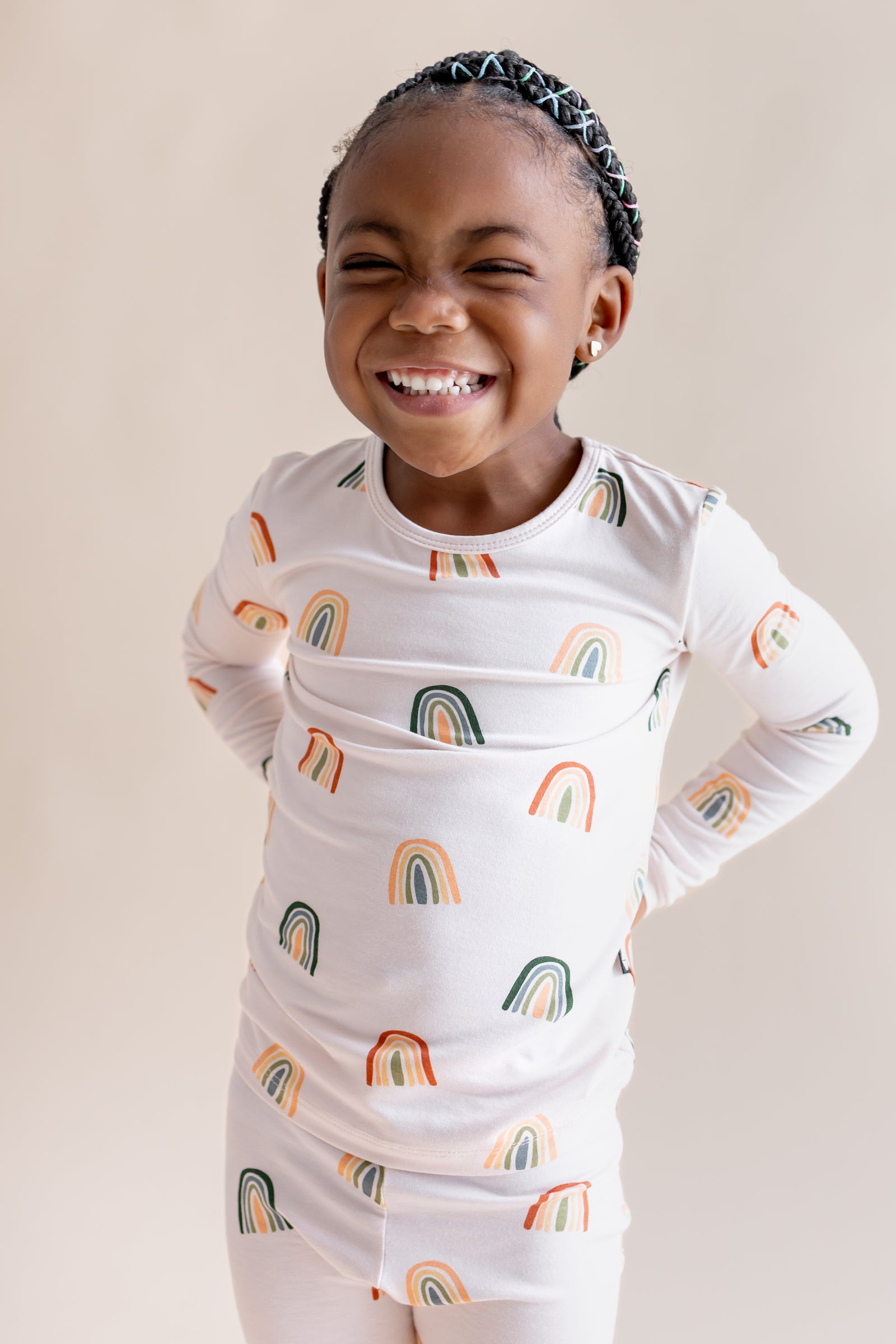 Long Sleeve Pajamas in Retro Rainbow - Image 3