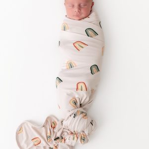 Swaddle Blanket in Retro Rainbow